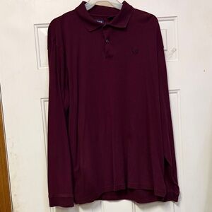 (🔥4 For $20) Izod SilkWash Men's LS XL Burgundy Polo Shirt